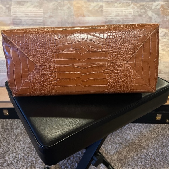 Teddy Blake Brown Croc-Embossed Tote - Picture 3 of 5